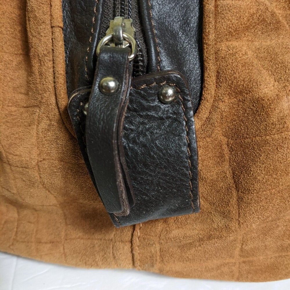 Innue Brown Suede Leather Carryall Hobo Oversized Bag Large Purse Lizard Print - Picture 7 of 11